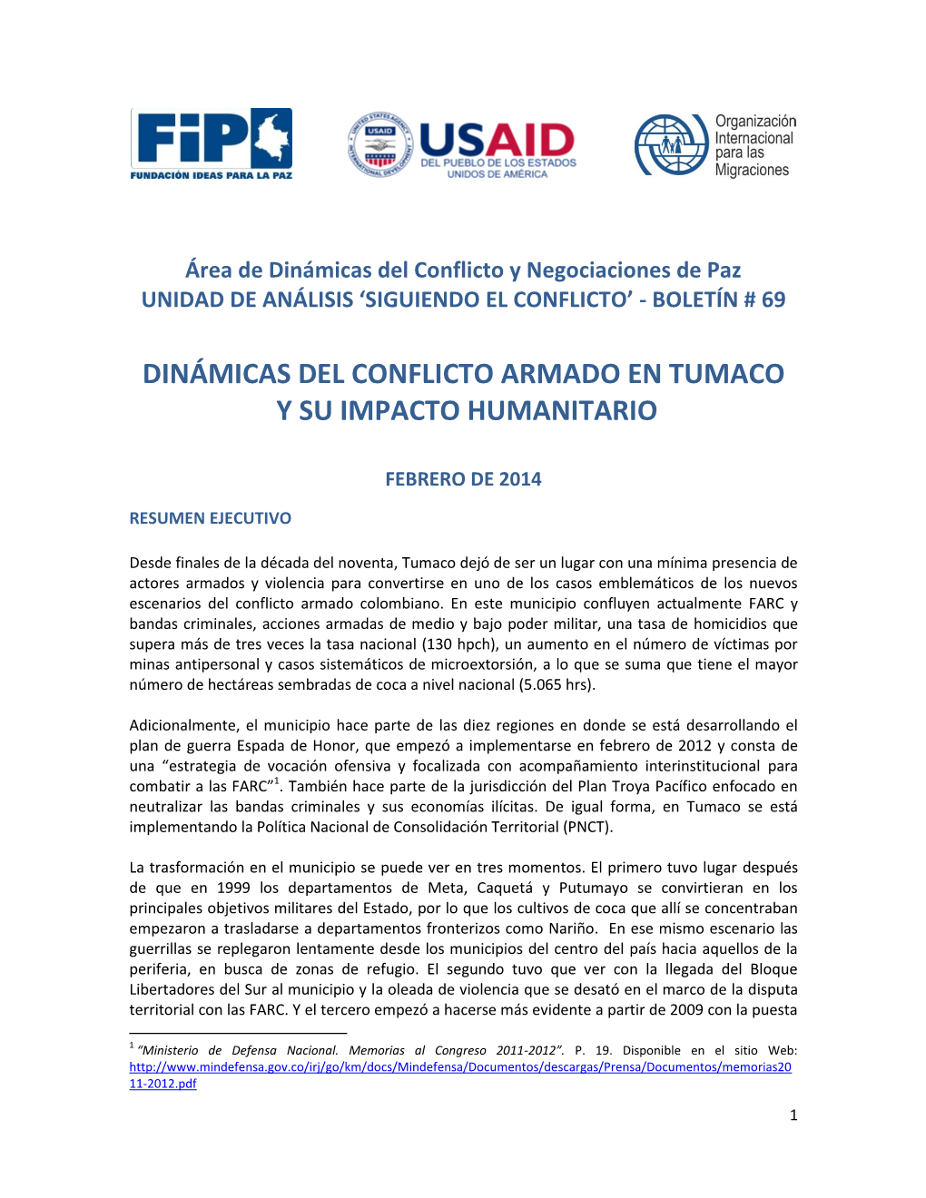 Dinámicas Del Conflicto Armado En Tumaco Y Su Impacto Humanitario