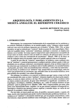 Arqueología Y Poblamiento En La Meseta Andalusí. El Referente Cerámico