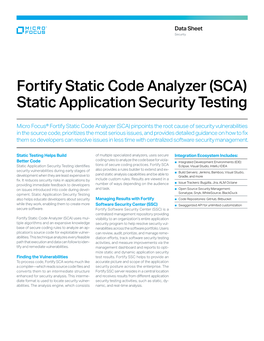 Fortify Static Code Analyzer (SCA) Static Application Security Testing