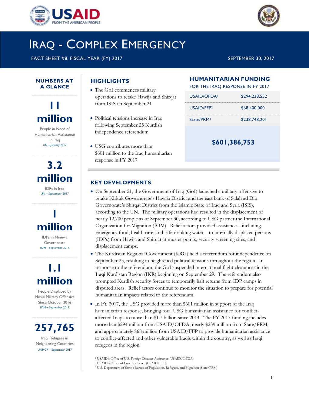 Iraq Complex Emergency Fact Sheet #8