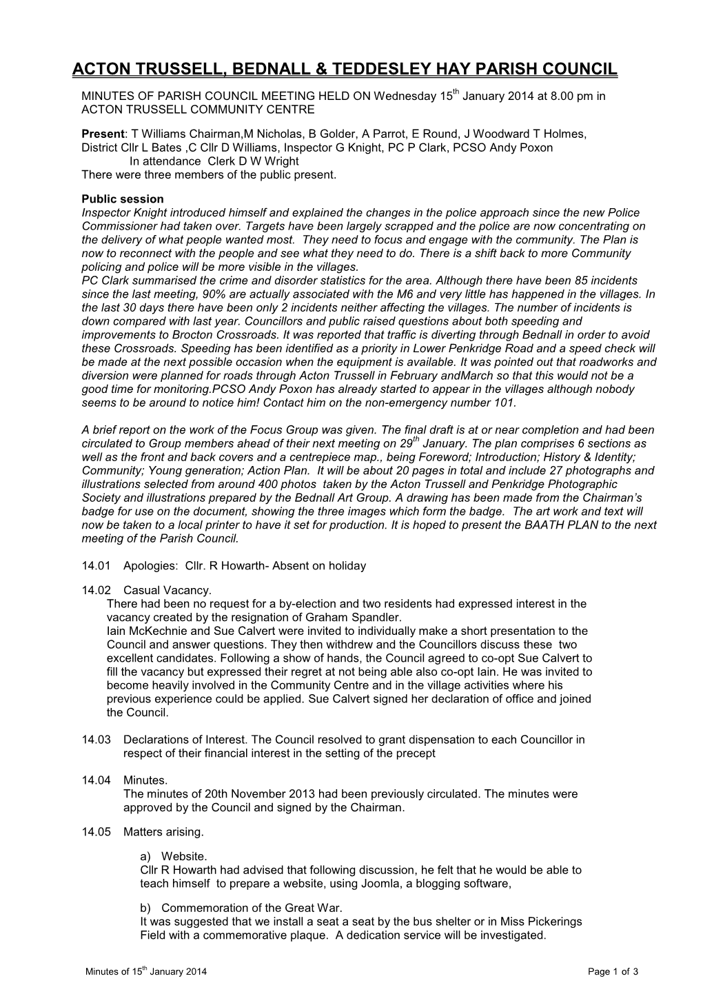 Acton Trussell, Bednall & Teddesley Hay Parish Council