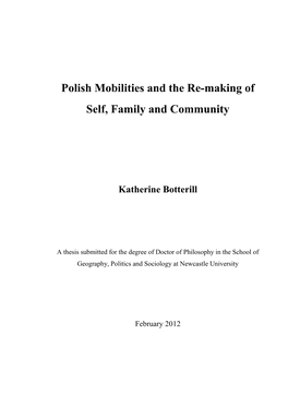 Polish Mobilities and the Re-Making of Self, Family and Community