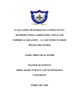 Evaluation of Hydraulic Conductivity