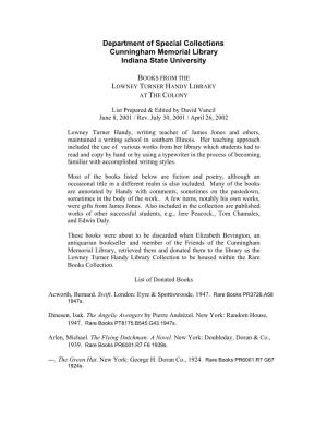 Lowney Turner Handy Library Collection (PDF)