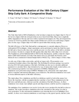 Performance Evaluation of the 19Th Century Clipper Ship Cutty Sark: a Comparative Study