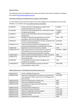 Gwent Archives the Following Records Were Digitised for the Ewyas Lacy