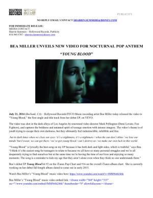 Bea Miller Unveils New Video for Nocturnal Pop Anthem “Young Blood”