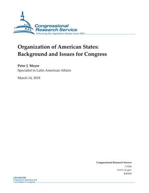 Organization of American States: Background and Issues for Congress