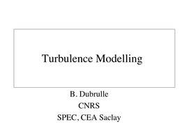 Turbulence Modelling