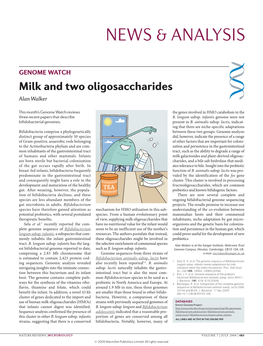 Milk and Two Oligosaccharides Alan Walker