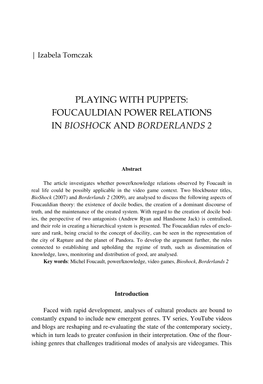 Playing with Puppets: Foucauldian Power Relations in Bioshock and Borderlands 2