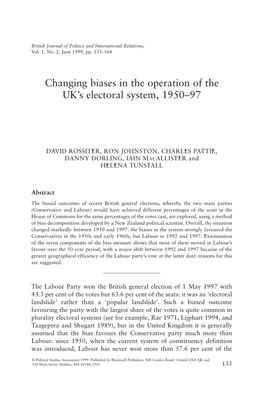 Changing Biases in the Operation of the UK's Electoral System, 1950–97