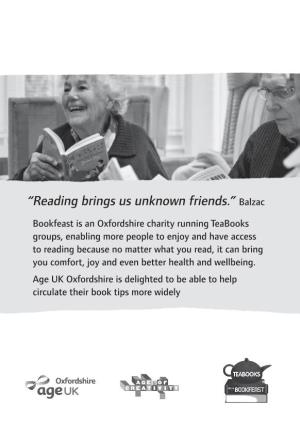 “Reading Brings Us Unknown Friends.” Balzac