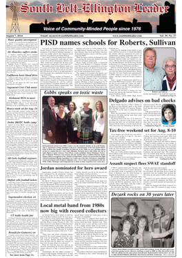 PISD Names Schools for Roberts, Sullivan Tiﬁ Ted Laboratory Tests Are Being Conducted, and the Results Will Be Available on the Leader Facebook