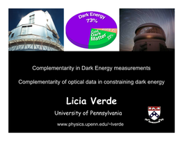 Licia Verde University of Pennsylvania