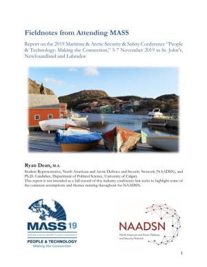 Fieldnotes from Attending MASS Report on the 2019 Maritime & Arctic Security & Safety Conference “People & Technology: Making the Connection,” 5-7 November 2019 in St