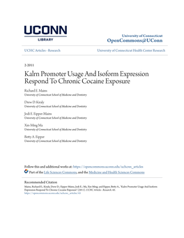 Kalrn Promoter Usage and Isoform Expression Respond to Chronic Cocaine Exposure Richard E