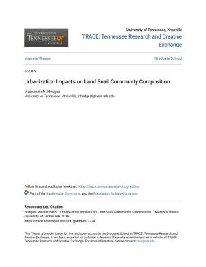 Urbanization Impacts on Land Snail Community Composition