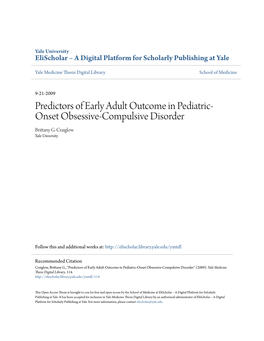 Predictors of Early Adult Outcome in Pediatric-Onset Obsessive-Compulsive Disorder" (2009)