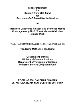 Tender Document for Support from USO Fund for Provision of 4G Based Mobile Services