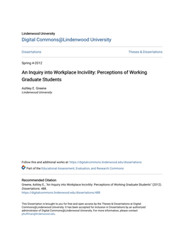 An Inquiry Into Workplace Incivility: Perceptions of Working Graduate Students