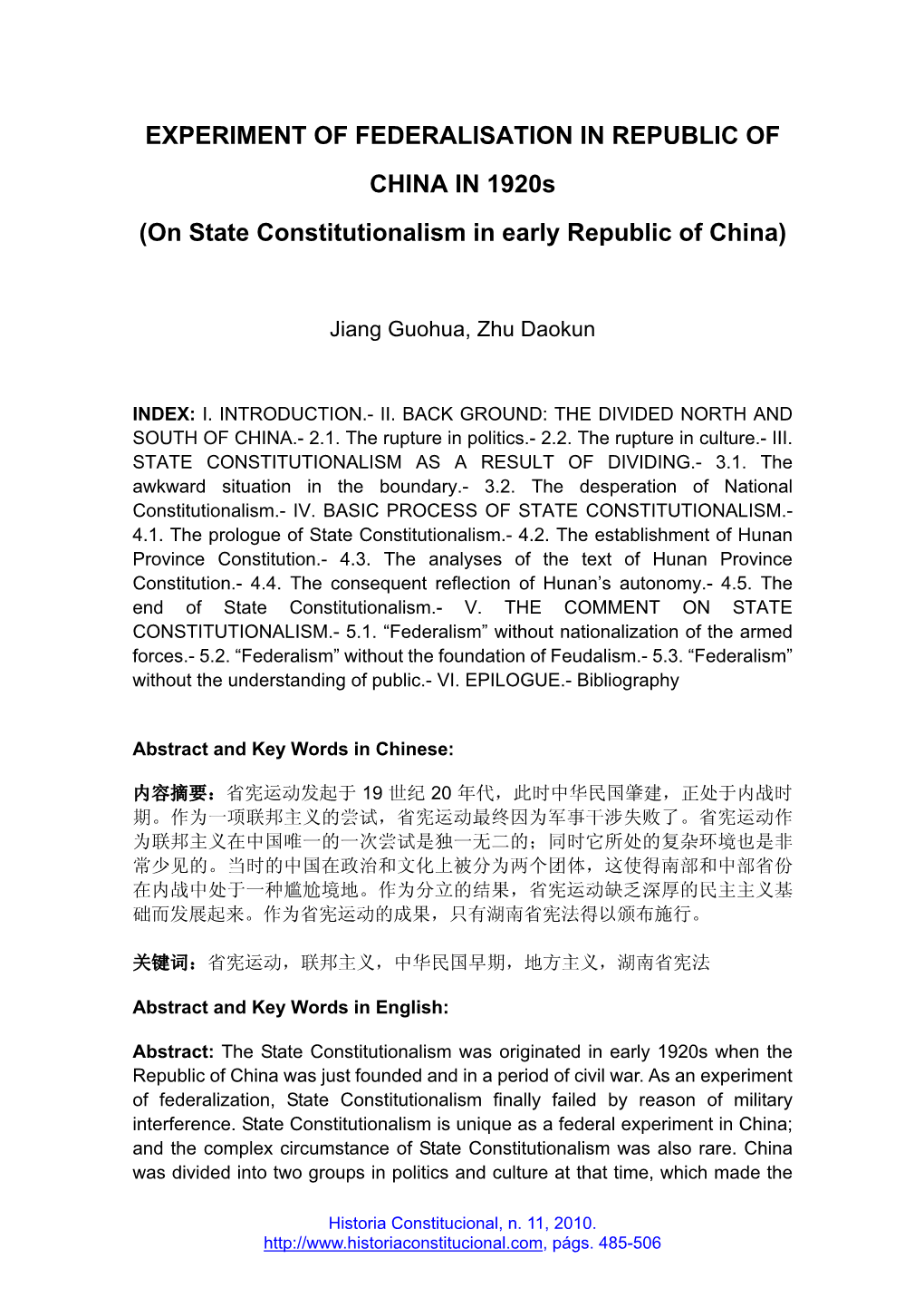 On State Constitutionalism in Early Republic of China)