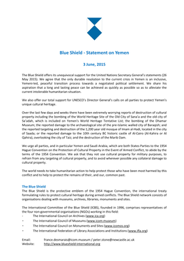 Blue Shield - Statement on Yemen