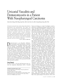 Urticarial Vasculitis and Dermatomyositis in a Patient with Nasopharyngeal Carcinoma