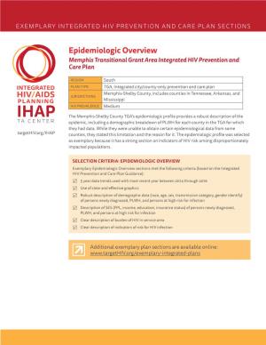 Epidemiologic Overview Memphis Transitional Grant Area Integrated HIV Prevention and Care Plan