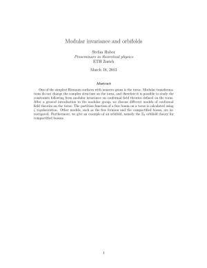Modular Invariance and Orbifolds