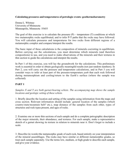 Calculating Pressures and Temperatures of Petrologic Events: Geothermobarometry