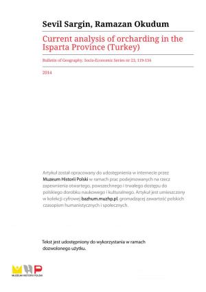 Sevil Sargin, Ramazan Okudum Current Analysis of Orcharding in the Isparta Province (Turkey)