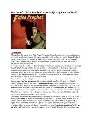 Bob Dylan's “False Prophet” – an Analysis by Kees De Graaf