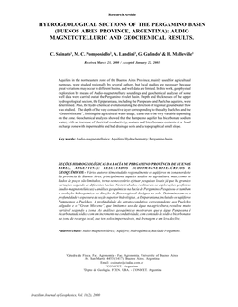 Hydrogeological Sections of the Pergamino Basin (Buenos Aires Province, Argentina): Audio Magnetotelluric and Geochemical Results