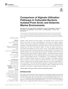 Comparison of Alginate Utilization Pathways in Culturable Bacteria Isolated from Arctic and Antarctic Marine Environments