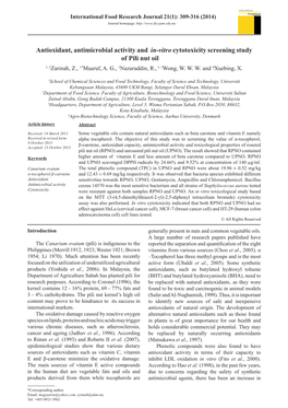 Antioxidant, Antimicrobial Activity and In-Vitro Cytotoxicity Screening Study of Pili Nut Oil 1, 2Zarinah, Z., 1*Maaruf, A
