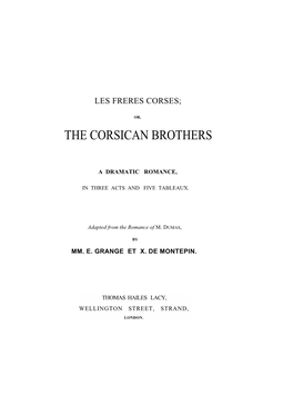 Or, the Corsican Brothers