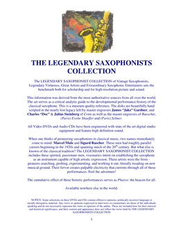 The Legendary Saxophonists Collection