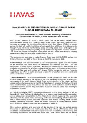 Havas Group and Universal Music Group Form Global Music Data Alliance