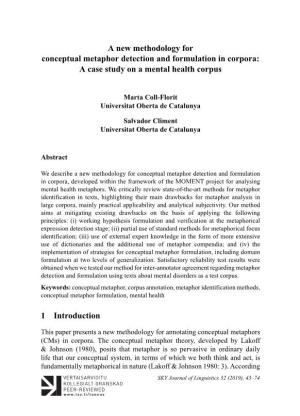 A New Methodology for Conceptual Metaphor Detection and Formulation in Corpora: a Case Study on a Mental Health Corpus