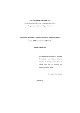 “Integrando Citogenética E Genômica Em Estudos Comparativos Entre