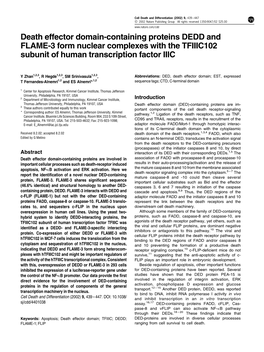 Death Effector Domain-Containing Proteins DEDD and FLAME-3 Form Nuclear Complexes with the TFIIIC102 Subunit of Human Transcription Factor IIIC