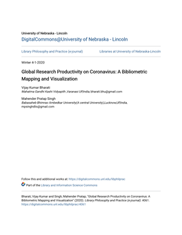 Global Research Productivity on Coronavirus: a Bibliometric Mapping and Visualization