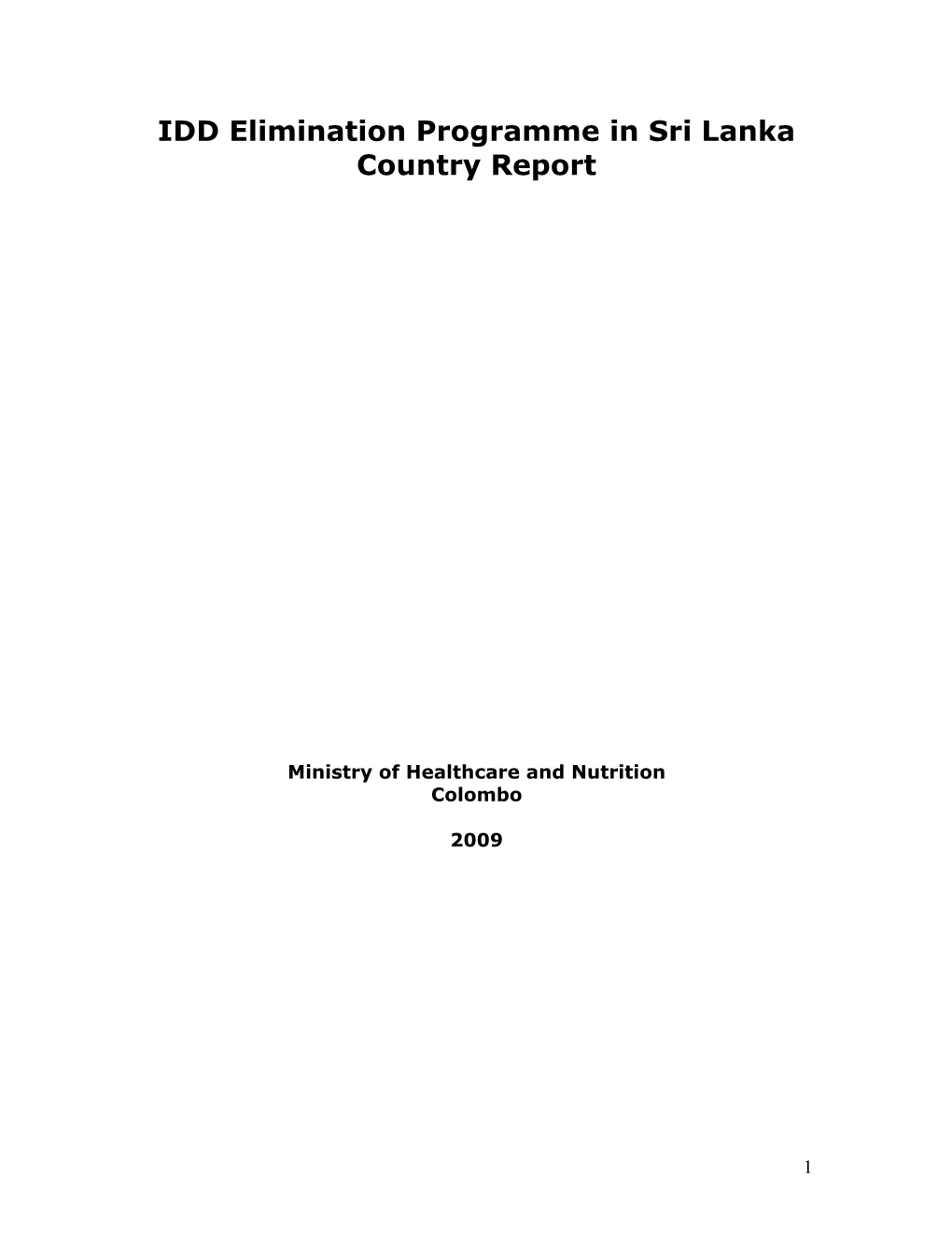 IDD Elimination Programme in Sri Lanka Country Report