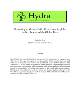 Generating Evidence of Aid Effectiveness in Global Health: the Case of the Global Fund