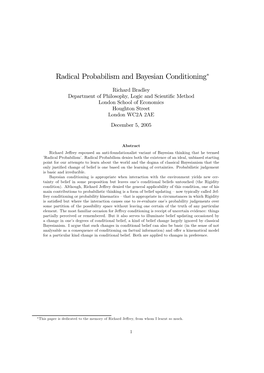 Radical Probabilism and Bayesian Conditioning*