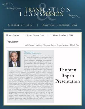 Thupten Jinpa's Presentation