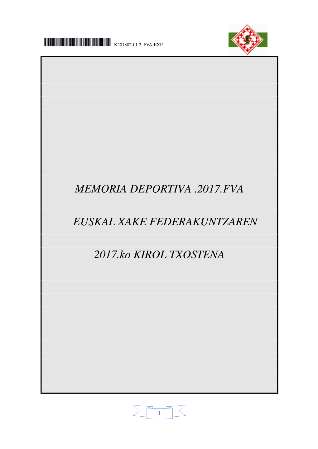 Memoria Deportiva .2017.Fva Euskal Xake