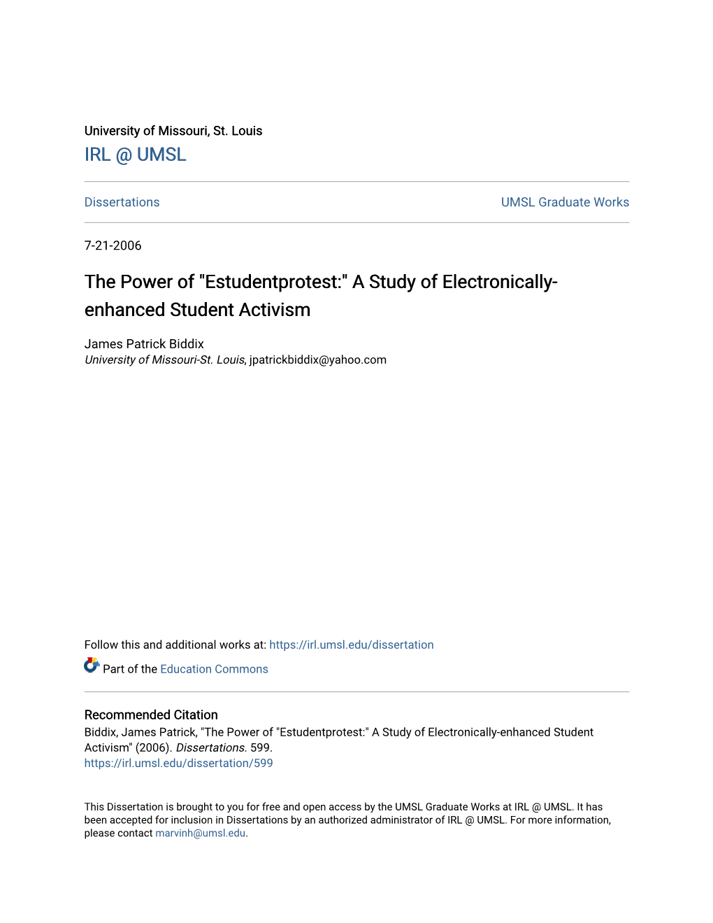 A Study of Electronically-Enhanced Student Activism