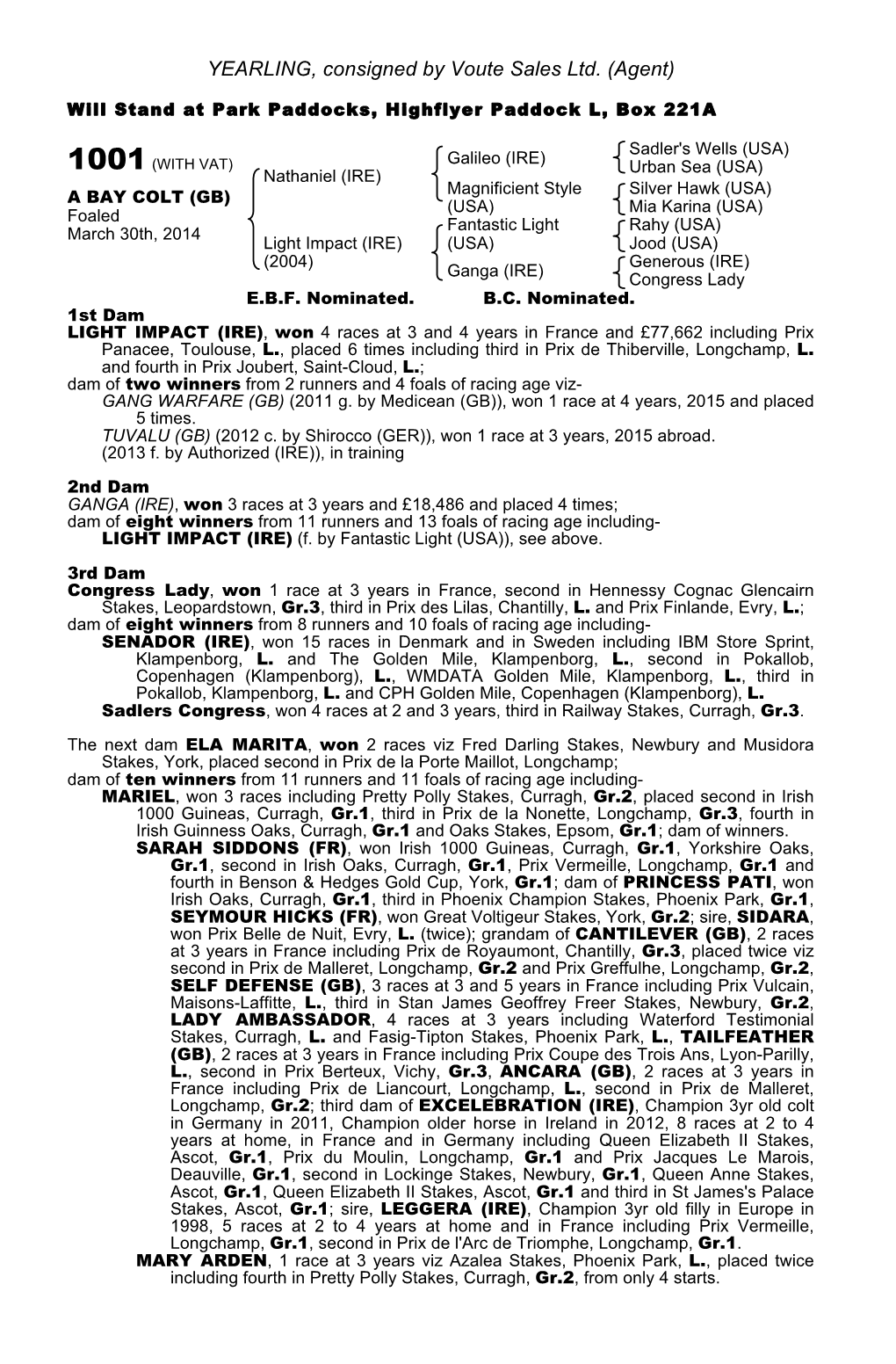 October Yearling Sale Book 1